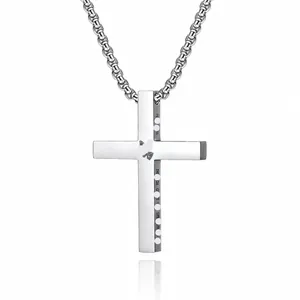 Stainless Steel Cross Pendant Necklace For Men Women Prayer Hands Philippians 4:13 Bible Verse Religious Braille Engraved Jewelry Religious Christian Gift