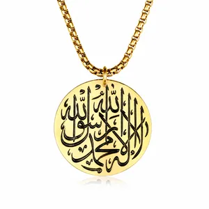 Vintage Edelstahl Religiöse Anhänger Halskette Für Damen Herren Arabische Kalligraphie Sankt Benedikt Kreuz Schmuck