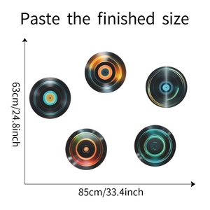 Guida alle taglie per adesivi da parete dischi vinile con larghezza 85cm e altezza 63cm