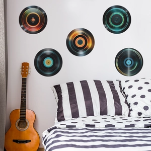 Cinque adesivi murali in vinile vintage per decorazione creativa camera musica