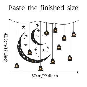 Tabella taglie adesivo da parete luna e stelle dimensioni 57cm per 43,5cm