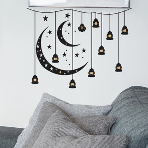 Adesivi murali creativi del Ramadan con luna e stelle per la decorazione della casa