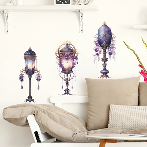 Three-piece purple dream fantasy chandelier wall stickers for bedroom home decor