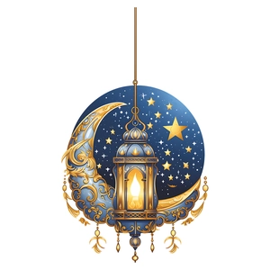 Exquisite goldene Mond und blaue Sternenhimmel Hängelaterne Dekor für Ramadan Dekoration