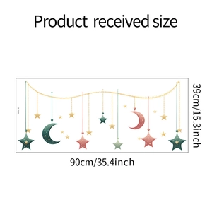 Star and moon wall decal dimensions 90cm by 39cm for home wall decoration