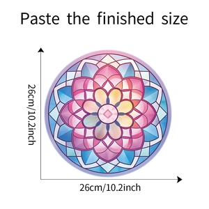 Detailed view of colorful 26cm mandala wall sticker with symmetric geometric patterns