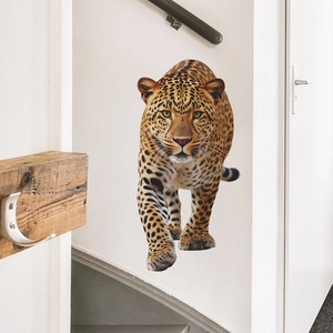 3D realistic leopard wall sticker for home decor with vibrant animal pattern design