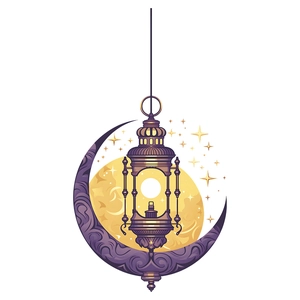 Islamic Ramadan purple hollow lantern and crescent moon decorative wall hanging