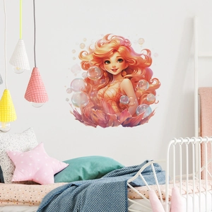 Dreamy little mermaid cartoon wall stickers for nursery and children's room decoration