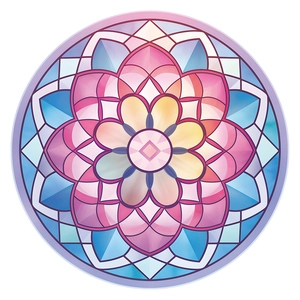 Colorful mandala wall sticker with lotus pattern and stained glass style for home decor