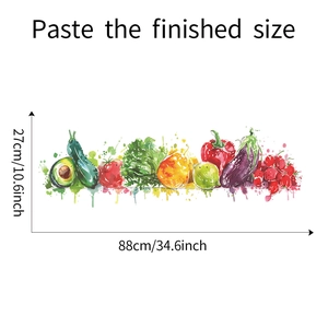 Watercolor vegetable wall decals including avocado and tomato for kitchen decor