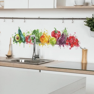 Modern watercolor fruit and vegetable wall stickers for kitchen backsplash decor