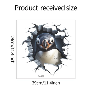 Size specifications of the 3D penguin wall sticker showing dimensions 29cm x 29cm