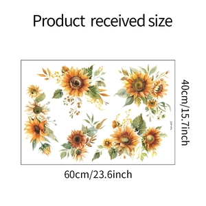 Watercolor sunflower wall stickers set for bedroom decoration measuring 60x40cm size