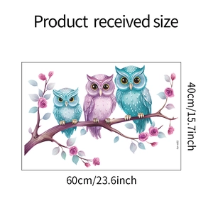 Wandtattoo Eule auf Ast mit Produktmaßen und Details zur Höhe von 40cm für Kinderzimmer