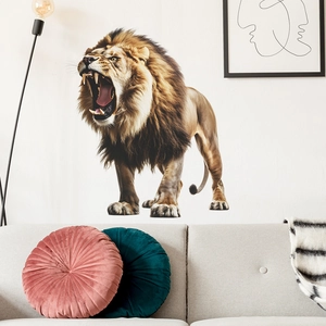 3D realistic roaring lion wall sticker for modern living room and bedroom home decor