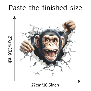 3D-Gorilla-Wandtattoo-Detail mit Maßen 27x27cm für die Schlafzimmerdekoration