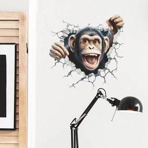 3D Wandsticker mit Gorilla Durchbruch Effekt für Wohnzimmer und Schlafzimmer