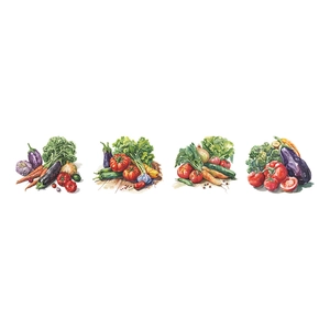 Pegatinas de pared de verduras en acuarela con tomates y berenjenas para decorar la cocina