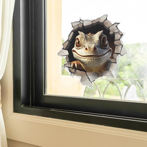 3D realistic lizard glass window sticker with broken hole effect for home decoration
