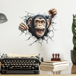 Kreatives 3D Gebrochene Wand Gorilla Wandtattoo Abnehmbares PVC Tier Wandbild Dekor Für Wohnzimmer Schlafzimmer Badezimmer Arbeitszimmer