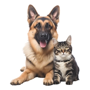 Cute German Shepherd and tabby cat wall stickers for children bedroom home decor