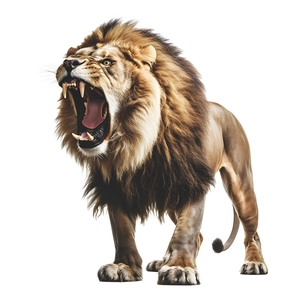 Realistic 3D roaring lion wall sticker with detailed brown mane for living room decor