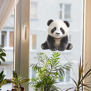 3D realistic giant panda window sticker with detailed fur texture for home glass decor