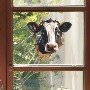3D realistic cow head window sticker with broken hole effect for home decoration