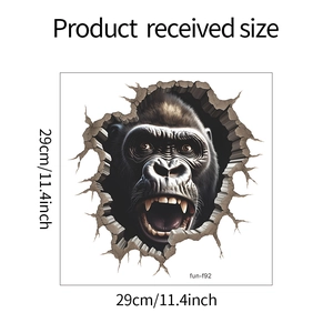 Detaillierte Größentabelle mit 29cm quadratischen Maßen für 3D-Gorilla-Wandsticker