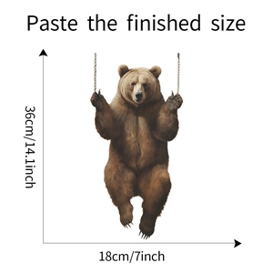 Detailed size chart for the cute brown bear window sticker showing height of 36cm and width of 18cm