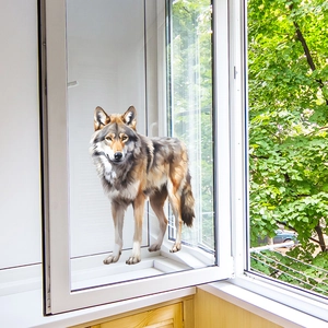 Realistic wolf glass window sticker decorative static cling for home glass surfaces