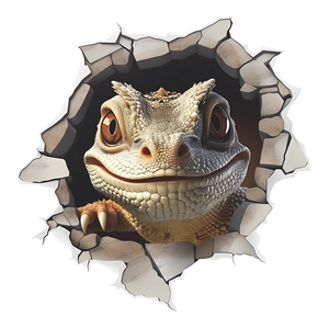 3D realistic gecko head sticker with hole effect for car windows and glass decor
