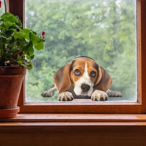 Creative 3D Beagle Dog Peeping Window Sticker Removable PVC Decorative Wall Decal For Glass Door Home Living Room Car