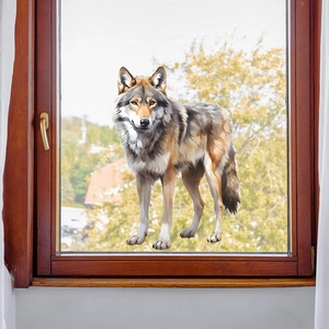 Wolf king glass window decal with static cling UV design for home decoration