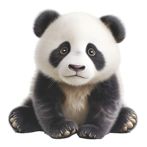 3D cartoon giant panda window sticker for home glass decoration with realistic fur texture