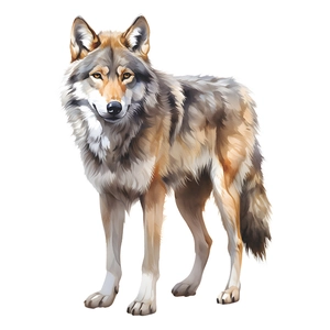 Artistic watercolor gray wolf window sticker decal for creative home decor on white background