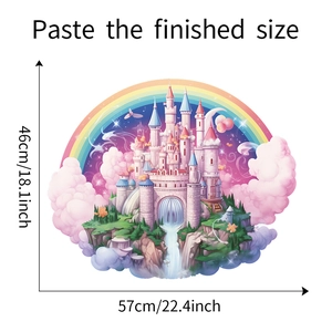 Detail view of cartoon dream castle wall sticker with dimensions 46cm x 57cm