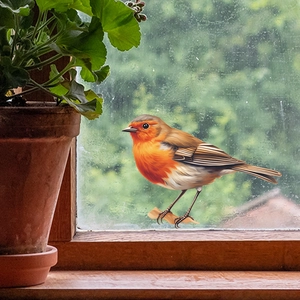 Realistic robin bird static window cling sticker for home glass window decoration