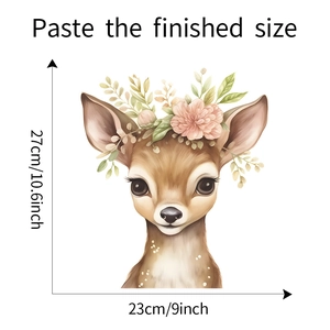 Detail showing cartoon deer wall sticker dimensions 27x23cm for bathroom decoration