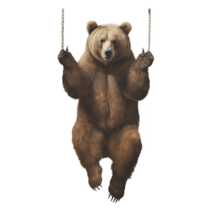 Realistic brown bear static cling window decal decoration with 3D fur texture