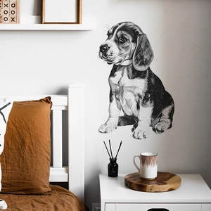 Sticker Mural Croquis Chiot Beagle PVC Amovible Décalcomanie Animale Pour Chambre D'enfants Salon Décoration Maison DIY