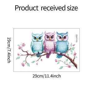 Specifiche delle dimensioni per adesivi murali gufi e ramo d'albero da 29x19cm