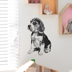 Sticker mural dessin animé chiot beagle pour décor de chambre d'enfant et salon