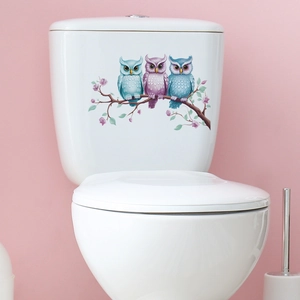 Adesivi murali con gufi su ramo per decorazione serbatoio WC e abbellimento della casa