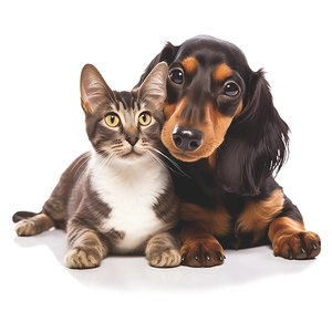 Cute cartoon cat and dog wall decals for bathroom decor on a clean white background