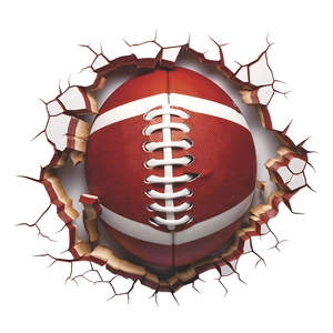 Sticker mural 3D football américain effet mur cassé pour chambre d'enfant