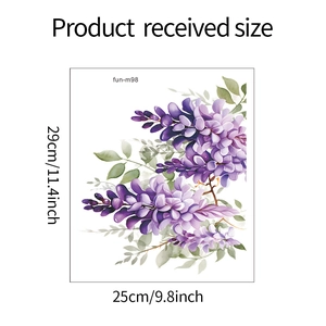 Detail showing purple wisteria flower vine sticker dimensions 25x29cm for bathroom