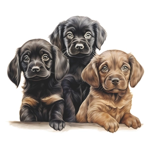 Three cute realistic puppy wall stickers for bathroom toilet decor featuring dog trio