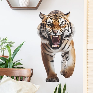 3D wall sticker featuring a roaring tiger design for home and commercial decor